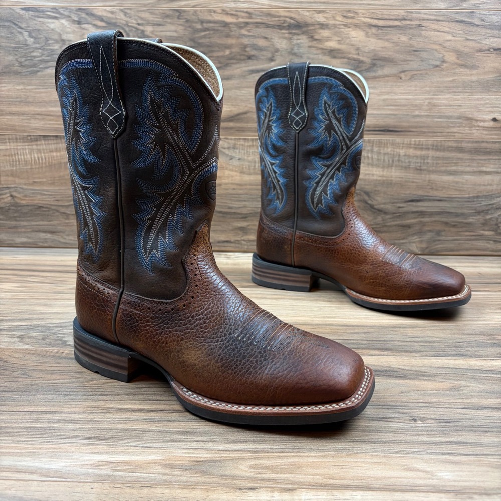Ariat Quickdraw Mens 8EE Wide Square Toe Brown Leather 10" Western Boot 10006714